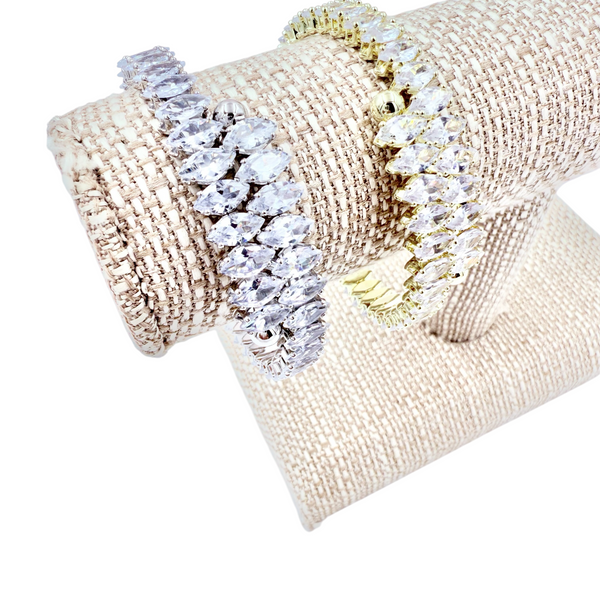 Marquise Cut Cubic Zirconia Memory Wire Bracelet