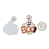 Ghost Boo Beaded Halloween Themed Earrings (1.5x2in)