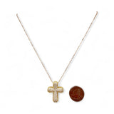 18K Gold Plated Cubic Zirconia Bubble Cross Necklace (1.0x1.23in)