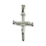 Stainless Steel Nail Crucifix Cross Pendant (1x1.75in)