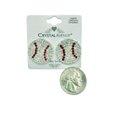 Rhinestone Crystal Baseball Large Stud Earrings (0.9x0.9in)