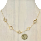 Gold Plated Clover Outline Station Necklace (15+3in)