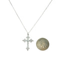 Cubic Zirconia Cross Pendant Necklace (18200CR)(18+2in)