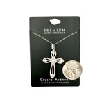 Cubic Zirconia Cutout Cross Necklace (16+3in)