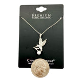 Cubic Zirconia Hummingbird Pearl Necklace (16 +3in)