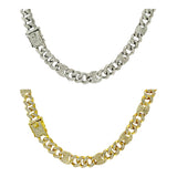 12mm Iced Cuban & Puffed Mariner Link Chain in Silver or Gold (20in)