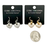 Cubic Zirconia Puffy Heart Earrings (0.4x0.6in)