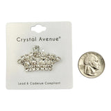 Silver Plated Rhinestone Royal Crown Brooch Pin Small (1.6x1in)