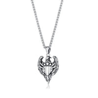 Stainless Steel American Eagle Shield Necklace, 24 inch (1.25x2.0in)