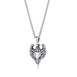 Stainless Steel American Eagle Shield Necklace, 24 inch (1.25x2.0in)