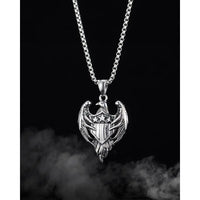 Stainless Steel American Eagle Shield Necklace, 24 inch (1.25x2.0in)