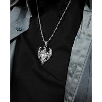 Stainless Steel American Eagle Shield Necklace, 24 inch (1.25x2.0in)
