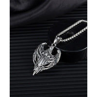 Stainless Steel American Eagle Shield Necklace, 24 inch (1.25x2.0in)