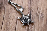 Stainless Steel Turtle 3x3 Magic Square Necklace - 24 inches (.75x1.75in)