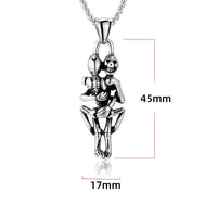 Stainless Steel Skeleton Couple Love Hug Pendant 24 inch Necklace (.63x2.0in)