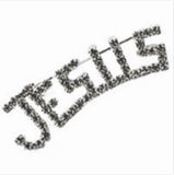 Rhinestone Jesus Word Brooch Pin (1.75x0.5in)