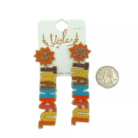 Thankful Thanksgiving Themed Beaded Earrings (0.75x3.25in)