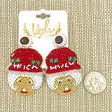 Mrs. Santa Claus Seed Bead Earrings (1.5x2.5 inches)