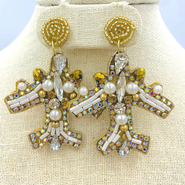 Airplane Seed Bead Earrings (2x2.75)