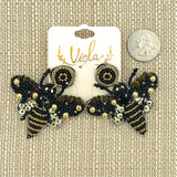 Queen Bee Seed Bead Earrings (2x2in)