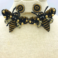 Queen Bee Seed Bead Earrings (2x2in)