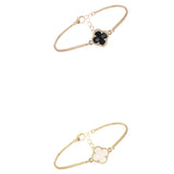 Gold Plated 12mm Glass Bead Clover Bracelet (7+1.5in)