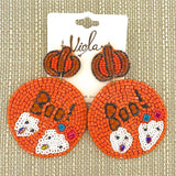 Ghost Boo Pumpkin Beaded Earrings