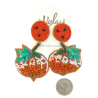 Halloween Pumpkin Face Beaded Earrings