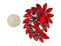 Peacock Train Shaped Rhinestone Burst Brooch Pin - 14 Colors (06233)(2.25x2.5in)