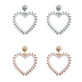 Heart Pearl Earrings in Silver or Gold (1.9x2.1in)