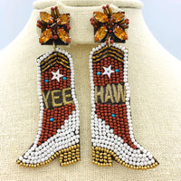 "YEE HAW" Cowboy Boot Beaded Earrings in 3 Colors