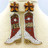 "YEE HAW" Cowboy Boot Beaded Earrings in 3 Colors