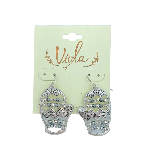Christmas Winter Mitten Glove Earrings - Mittins (0.80x1.75in)