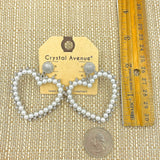 Heart Pearl Earrings in Silver or Gold (1.9x2.1in)