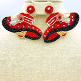 Horse Racing Derby Hat Seed Bead Earrings - Beaded (3x2.25in)