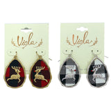 Buffalo Plaid Red Nose Reindeer Christmas Earrings in White or Red (1x1.75in)