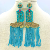 Cowboy Boot Tassel Beaded Earrings in 2 Colors (1.75x5in)