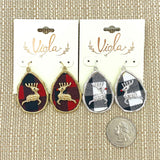 Buffalo Plaid Red Nose Reindeer Christmas Earrings in White or Red (1x1.75in)