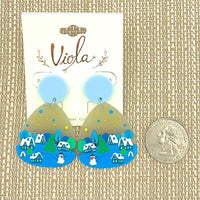 Christmas Themed Snow Village Acrylic Earrings - Snowman (1.25x2in)
