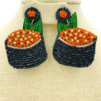 Beaded Sushi Seed Bead Earrings (1.5x2.25in)