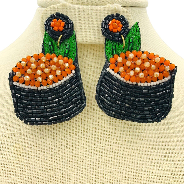 Beaded Sushi Seed Bead Earrings (1.5x2.25in)