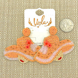 Horse Racing Derby Hat Seed Bead Earrings - Beaded (3x2.25in)