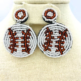 Beaded Baseball Earrings (1.5x2.0in)