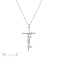Blessed Cross Necklace in Silver or Gold (16+3in)