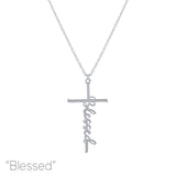 Blessed Cross Necklace in Silver or Gold (16+3in)