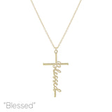 Blessed Cross Necklace in Silver or Gold (16+3in)