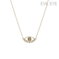 Gold Plated Evil Eye Outline Necklace (1x0.5in)(16+3in)
