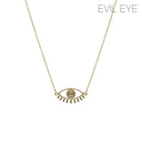 Gold Plated Evil Eye Outline Necklace (1x0.5in)(16+3in)
