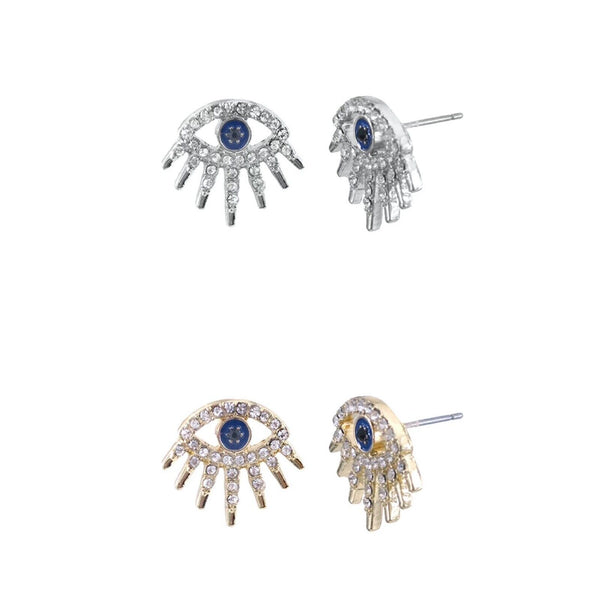 Evil Eye Post Earrings - Silver or Gold (0.73x0.65in)