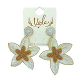 Starfish Seed Bead Earrings in White or Turquoise - Beaded (2.25x2.75in)